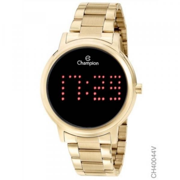 Relogio Feminino Digital LED Vermelho Dourado Grande Champion Original + NF