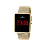 Relogio Feminino Digital Led Vermelho Dourado Quadrado Champion Original+nf