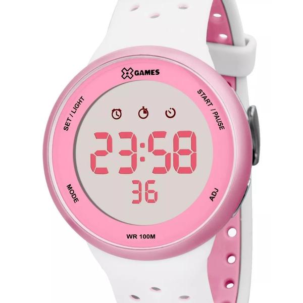 Relógio Feminino Digital Rosa e Branco Esportivo Fundo Rosa - X-Games