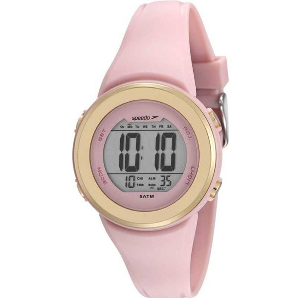 Relógio Feminino Digital Rosa e Dourado Prova D'Água Speedo