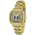 Relogio Feminino Digitial Quadrado Dourado Lince Sdph041l