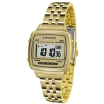 Relogio Feminino Digitial Quadrado Dourado Lince Sdph041l