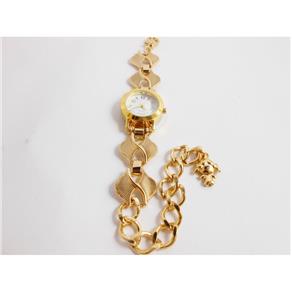 Relógio Feminino Dourado Artesanal Pingente Boneca Casual