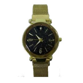 Relógio Feminino Dourado Brilhante Pulseira Imã Blogueiras