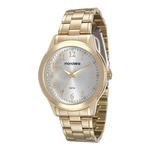 Relógio Feminino Dourado Casual Mondaine Original + Garantia