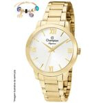 Relógio Feminino Dourado Champion Cn25403s + Pulseira Bijuteria