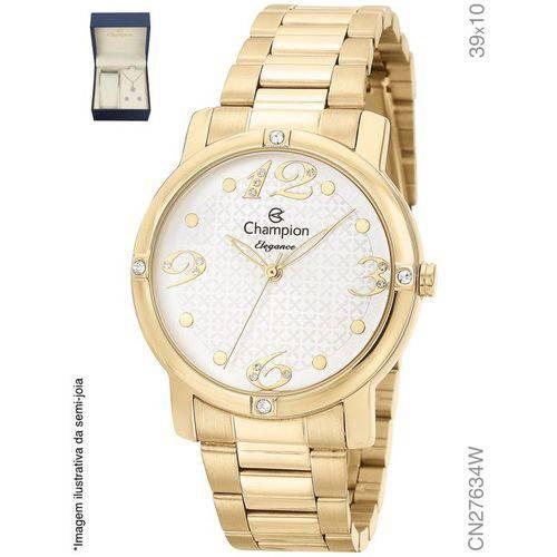 Relógio Feminino Dourado Champion Cn27634W + Kit Bijuteria