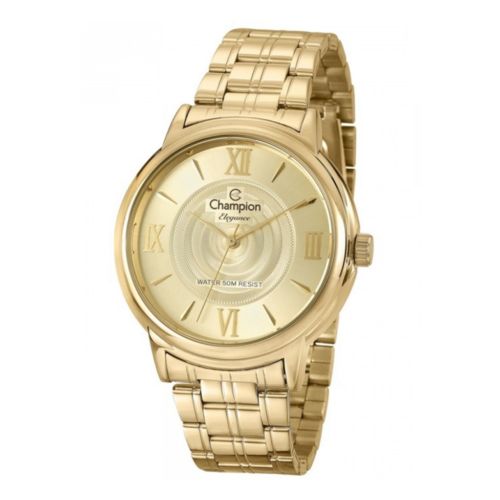 Relogio Feminino Dourado Champion Elegance Cn27278g