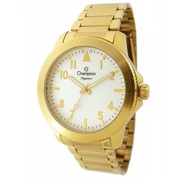 Relogio Feminino Dourado Champion Fundo Branco Elegance