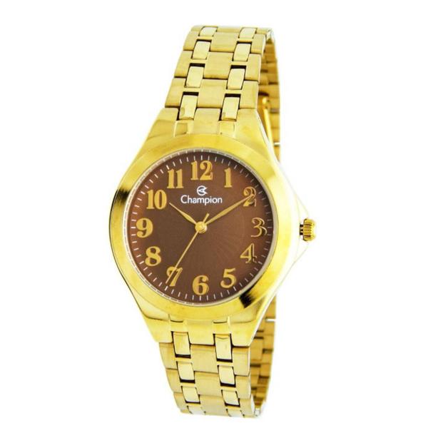 Relogio Feminino Dourado Champion Fundo Marrom Todos Números