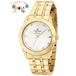 Relógio Feminino Dourado Champion + pulseira CN26699S