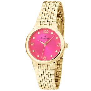 Relogio Feminino Dourado Champion Rosa com Strass CH24857L