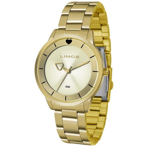 Relogio Feminino Dourado com Coração Lince LRG4572L C1KXb