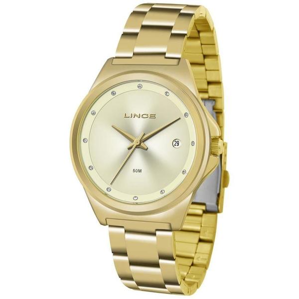 Relógio Feminino Dourado com Data Lince LRG4567L C1KX