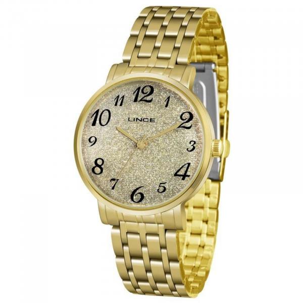 Relogio Feminino Dourado com Numeros no Vidro LRG614L C2KX - Lince