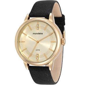 Relogio Feminino Dourado com Pulseira de Veludo Mondaine