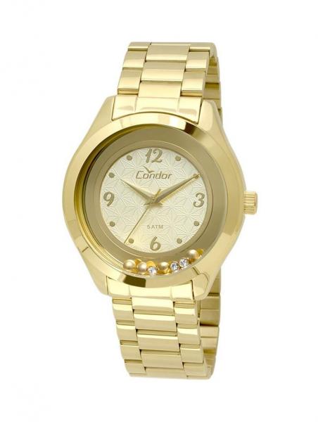 Relogio Feminino Dourado Condor com Pedras Soltas