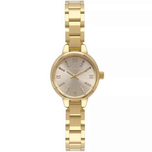 Relogio Feminino Dourado Condor Pequeno com Pedras Strass