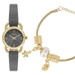 Relógio Feminino Dourado Condor Pulseira Ajustável Kit Jóias Pulseira Berloque