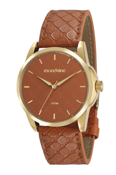 Relogio Feminino Dourado Couro Marrom 99344LPMVDH3 - Mondaine