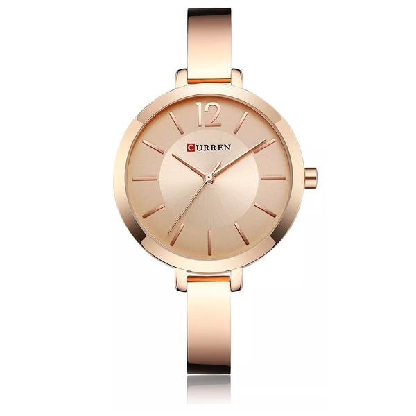 Relógio Feminino Dourado de Pulso Curren Pulseira Metálica