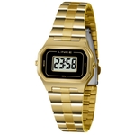 Relógio Feminino Dourado Digital Lince Quadrado Original+NF