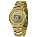 Relogio Feminino Dourado Digital Pedras Lince Original+NF