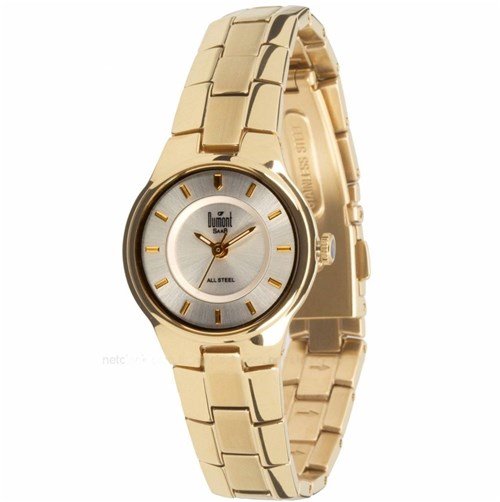 Relógio Feminino Dourado Dumont Saab All Steel SR85110