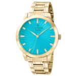 Relogio Feminino Dourado e Azul Champion Analógico Cn29276f