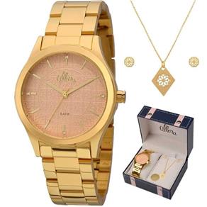 Relogio Feminino Dourado Fundo Bege - Allora AL2035FDV/K4L