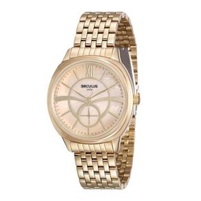 Relogio Feminino Dourado Fundo Madrepérola 20417LPSVDS1