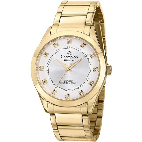 Relógio Feminino Dourado Fundo Prata Champion CH24759H