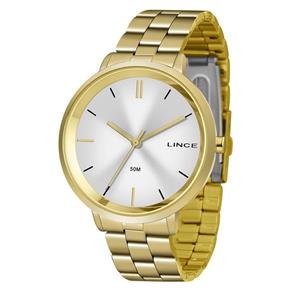 Relogio Feminino Dourado Fundo Prata Lince LRG617L S1KX