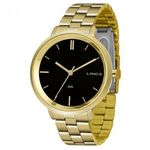 Relogio Feminino Dourado Fundo Preto Lince LRG617L P1KX