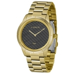 Relogio Feminino Dourado Fundo Preto Lince Original+NF