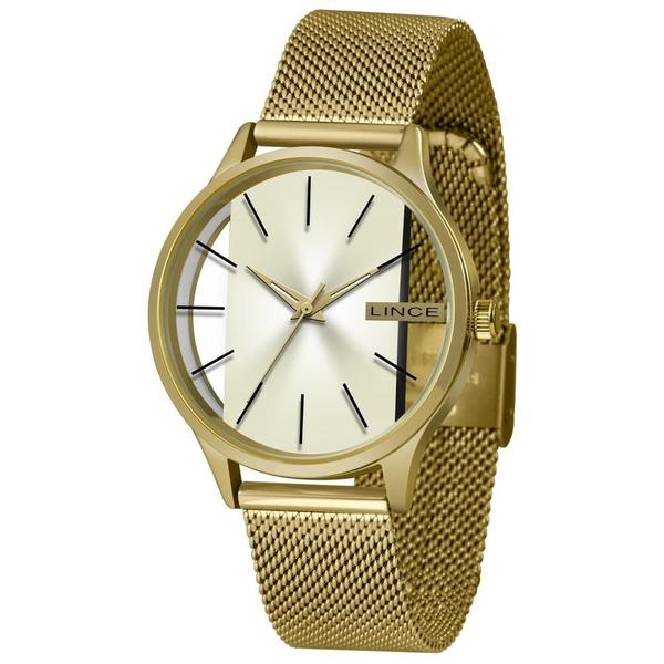 Relogio Feminino Dourado Fundo Transparente Lince Original