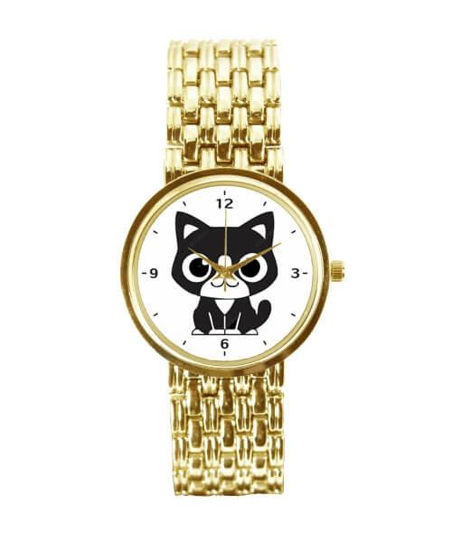 Relógio Feminino Dourado Gatinho Simpático 3330 - Neka Relógios
