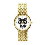 Relógio Feminino Dourado Gatinho Simpático 3330