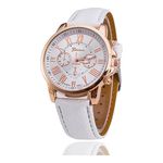 Relógio Feminino Dourado Geneva Algarismos Romanos Branco