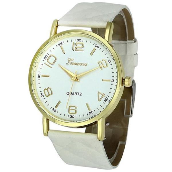 Relógio Feminino Dourado Geneva Matelassê Branco