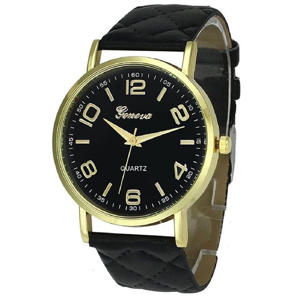 Relógio Feminino Dourado Geneva Matelassê Preto