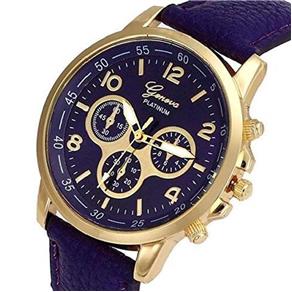 Relógio Feminino Dourado Geneva Números Roxo