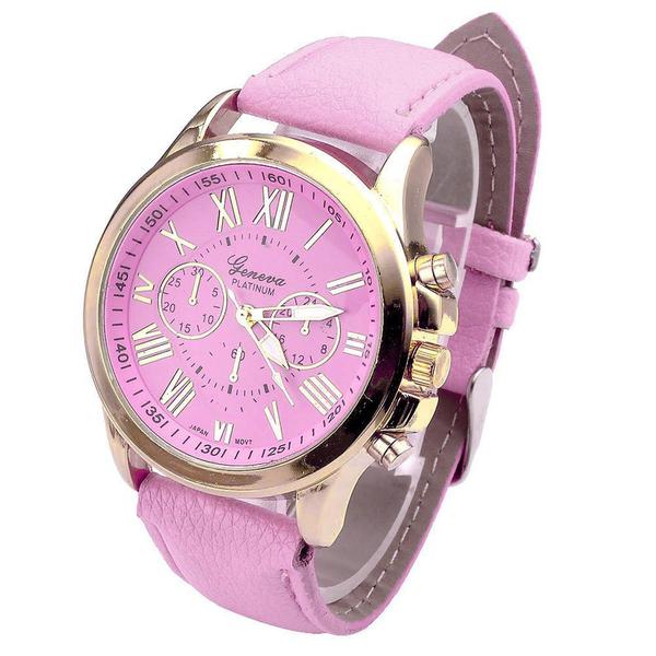 Relógio Feminino Dourado Geneva Platinum Rosa