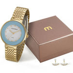 Relógio feminino dourado kit brincos mondaine 99122LPMVDE2KZ