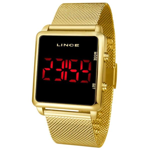 Relogio Feminino Dourado Lince Digital Quadrado / Mdg4596l Pxkx