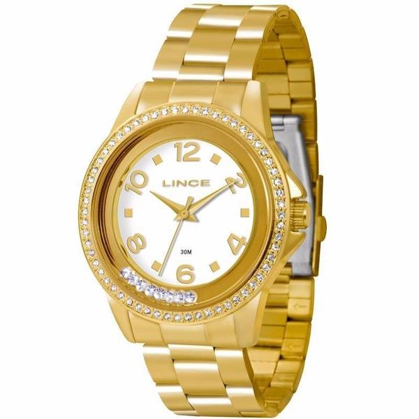 Relogio Feminino Dourado Lince Pedra Strass LRG4245L B2KX