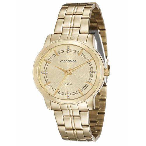 Relógio Feminino Dourado Mondaine com Strass 99066LPMVDE1