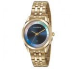 Relogio Feminino Dourado Mondaine Fundo Azul Degrade 53684lp