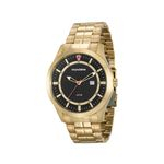 Relogio Feminino Dourado Mondaine fundo Preto e calendario