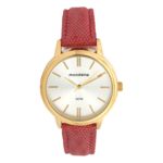 Relogio Feminino Dourado Mondaine Pulseira de Couro Vermelha